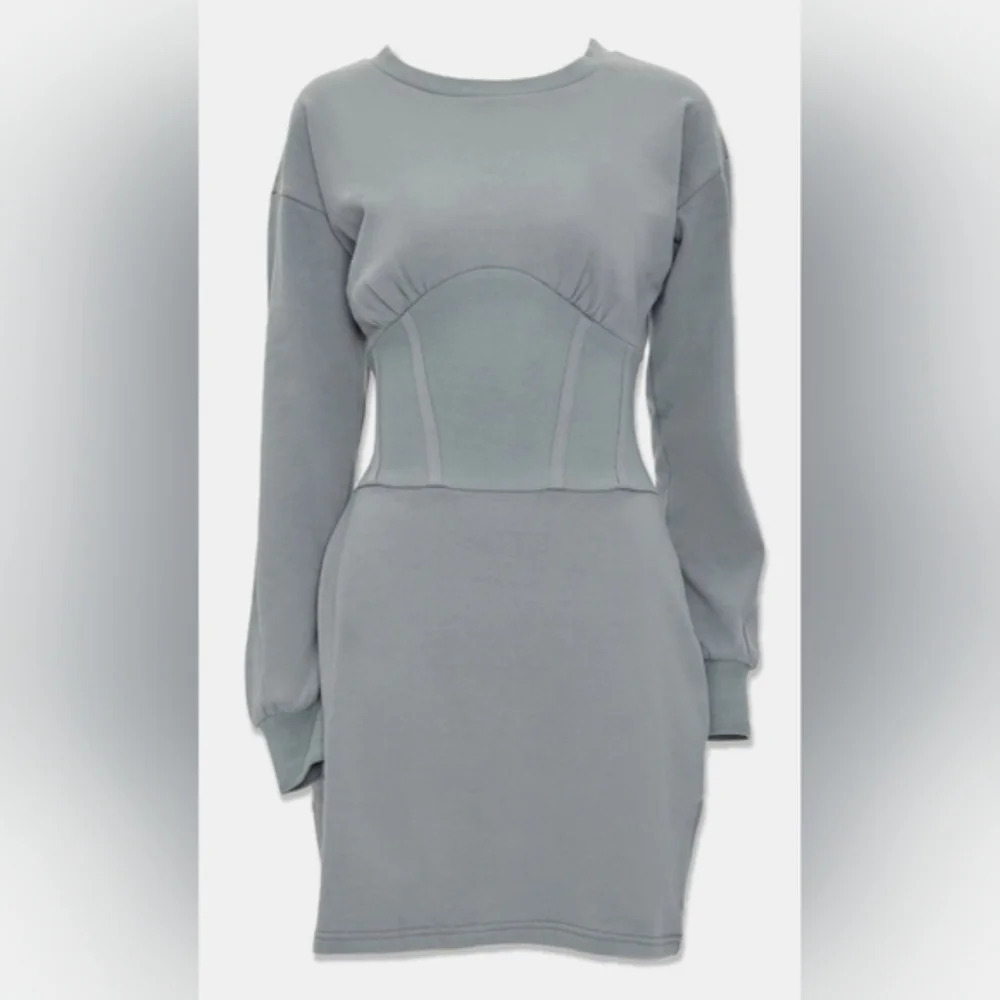 Sea Green Fleece Corset Stitching Mini Dress Size Small